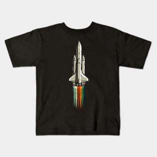ASTRONOMY - RETRO ROCKET IN SPACE Kids T-Shirt